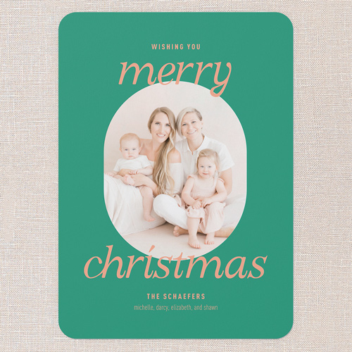 Focused Festivity Holiday Card, Green, 5x7 Flat, Christmas, Pearl Shimmer Cardstock, Rounded