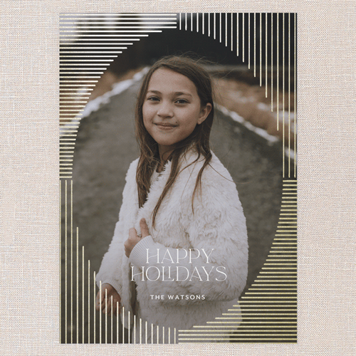 Glamorous Holiday Deco Holiday Card, Gold Foil, White, 5x7 Flat, Write Your Own, Luxe Double-Thick Cardstock, Square