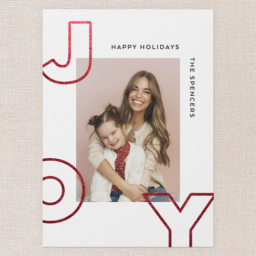 Modern Joyful Cheer Holiday Card, Pink, Red Foil, 5x7 Flat, Write Your Own, Matte, Signature Smooth Cardstock, Square, Blush