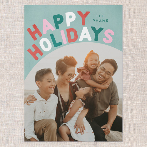 Groovy Greetings Holiday Card, Green, 5x7 Flat, Holiday, Pearl Shimmer Cardstock, Square, Green