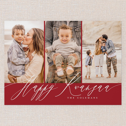 Stylized Sentiment Holiday Card, Red, 5x7 Flat, Kwanzaa, 100% Recycled Cardstock , Square, Red