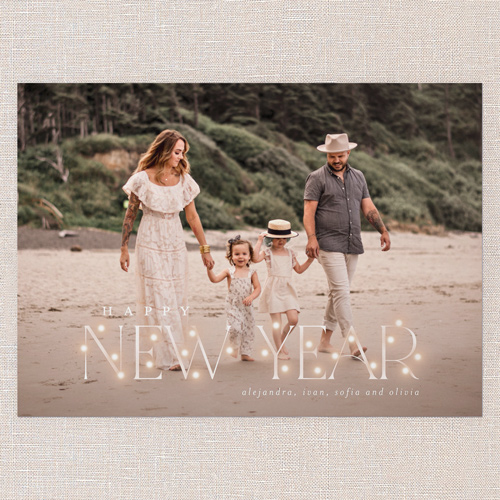 Shimmering Holiday String Holiday Card, White, 5x7 Flat, New Year, Luxe Double-Thick Cardstock, Square, White