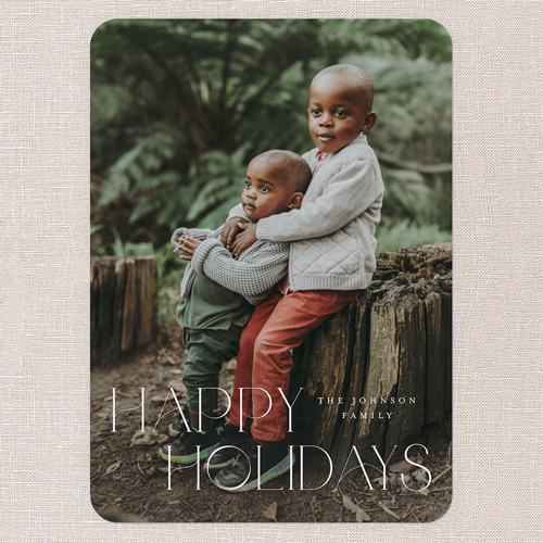 Classic Holiday Elegance Holiday Card, White, 5x7 Flat, Holiday, 100% Recycled Cardstock , Rounded, White