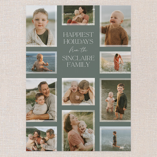 Framed Collage Holiday Card, Green, 5x7 Flat, Write Your Own, 100% Recycled Cardstock , Square