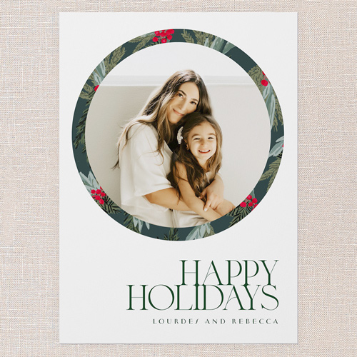 Timeless Evergreen Wreath Holiday Card, White, 5x7 Flat, Holiday, Pearl Shimmer Cardstock, Square, White