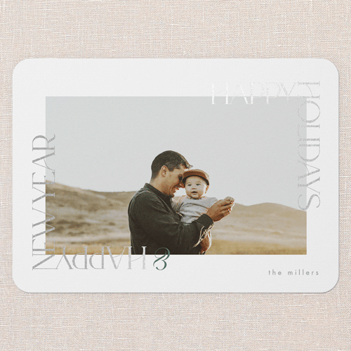 Radiant Reflections Holiday Card, White, Silver Foil, 5x7 Flat, Holiday, Pearl Shimmer Cardstock, Rounded, White