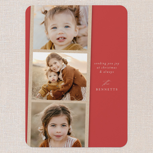 Season Of Snapshots Holiday Card, Red, 5x7 Flat, Write Your Own, Matte, Signature Smooth Cardstock, Rounded