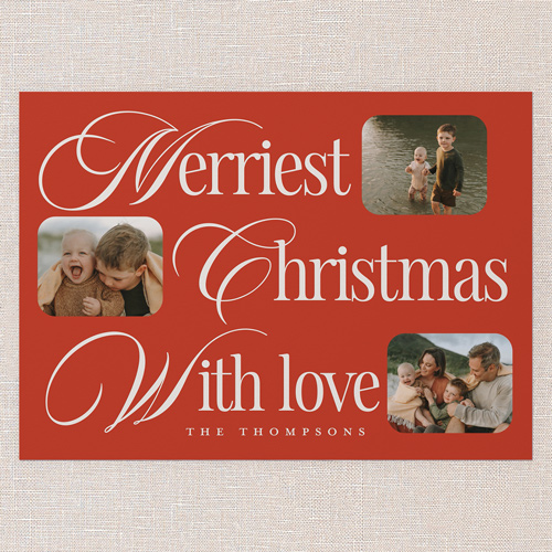 Elegant Festive Tidings Holiday Card, Red, 5x7 Flat, Christmas, Standard Smooth Cardstock, Square