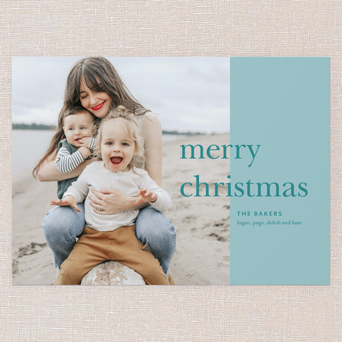 Simple Joyful Moments Holiday Card, Blue, 5x7 Flat, Christmas, Pearl Shimmer Cardstock, Square, Blue