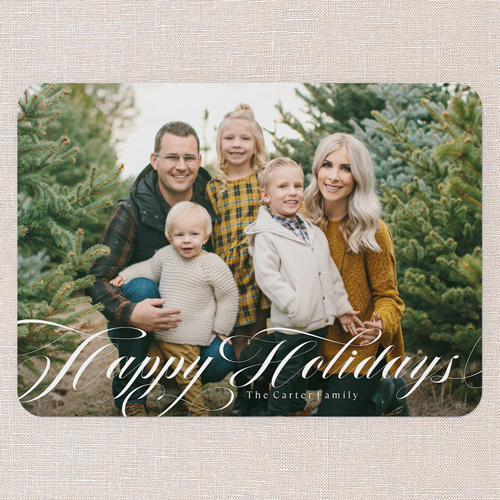 Swirling Sentiments Holiday Card, White, 5x7 Flat, Holiday, 100% Recycled Cardstock , Rounded