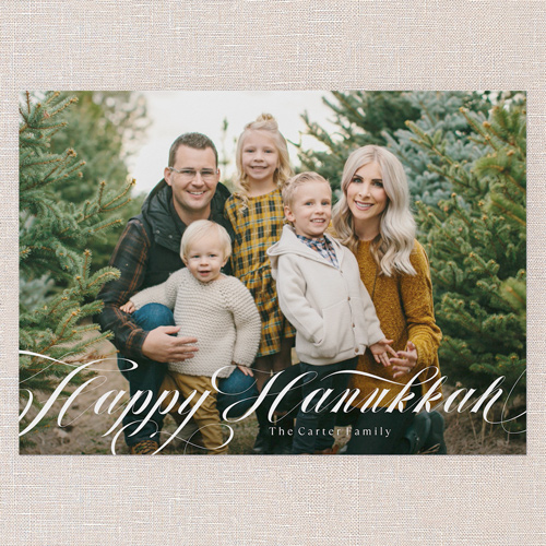 Swirling Sentiments Holiday Card, White, 5x7 Flat, Hanukkah, Standard Smooth Cardstock, Square, White