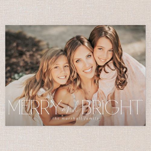 Genuine Greeting Holiday Card, White, 5x7 Flat, Christmas, Luxe Double-Thick Cardstock, Square