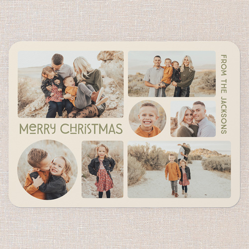 Cozy Collage Holiday Card, Beige, 5x7 Flat, Christmas, Standard Smooth Cardstock, Rounded