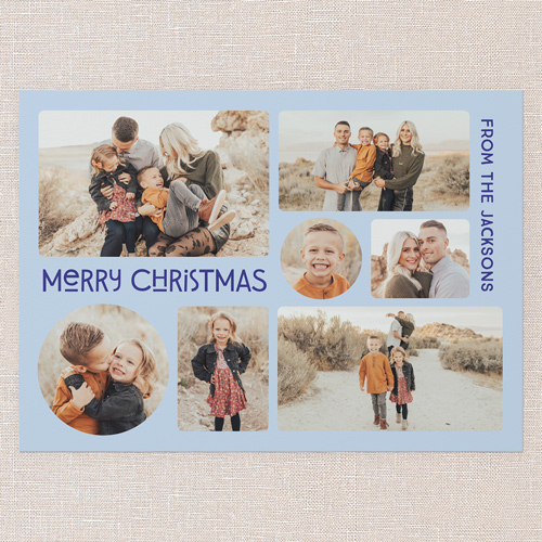 Cozy Collage Holiday Card, Blue, 5x7 Flat, Christmas, Pearl Shimmer Cardstock, Square