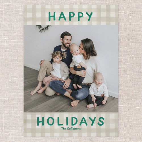 Pretty In Plaid Holiday Card, Beige, 5x7 Flat, Holiday, Standard Smooth Cardstock, Square, Tan