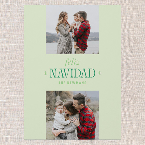 Splendid Seasons Holiday Card, Green, 5x7 Flat, Feliz Navidad, Matte, Signature Smooth Cardstock, Square, Green
