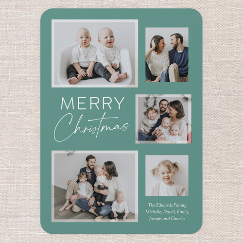 Modern Framing Holiday Card, Green, 5x7 Flat, Christmas, 100% Recycled Cardstock ?, Rounded