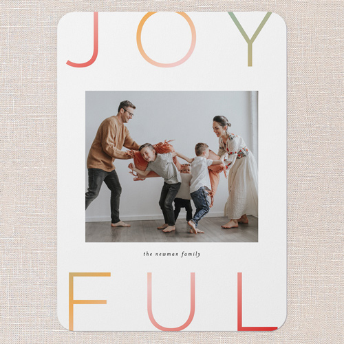 Ombre Type Holiday Card, White, 5x7 Flat, Holiday, Pearl Shimmer Cardstock, Rounded, White