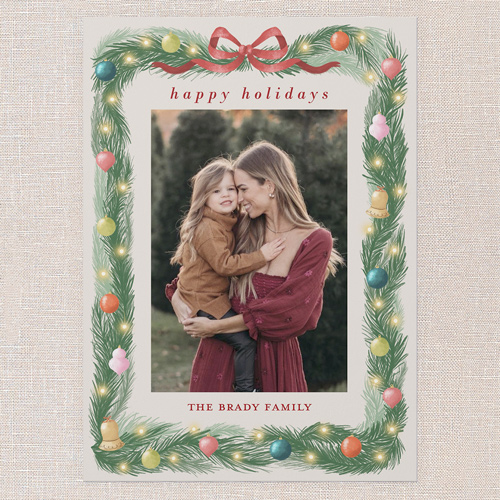 Traditional Trimmings Holiday Card, Red, 5x7 Flat, Holiday, Standard Smooth Cardstock, Square