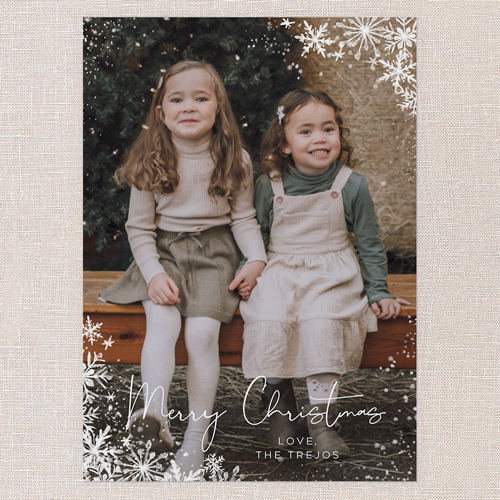 Snowflake Symphony Holiday Card, White, 5x7 Flat, Christmas, 100% Recycled Cardstock , Square