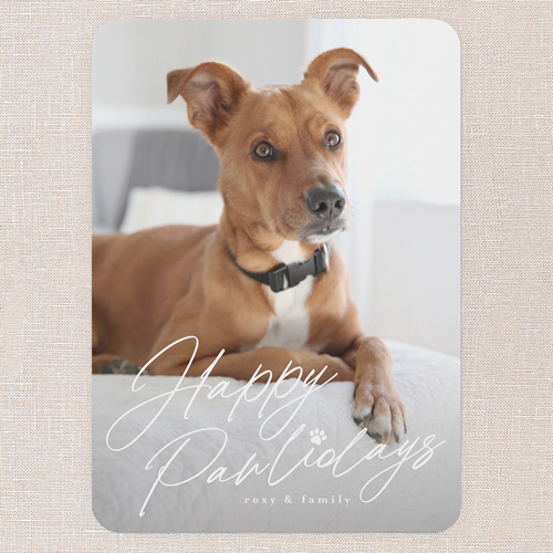 Happy Pawlidays Holiday Card, White, 5x7 Flat, Holiday, Matte, Signature Smooth Cardstock, Rounded, White