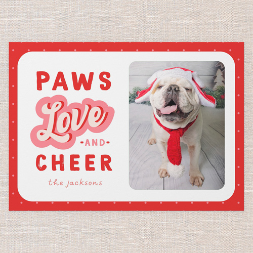 Pawsitively Merry Holiday Card, Red, 5x7 Flat, Holiday, Pearl Shimmer Cardstock, Square