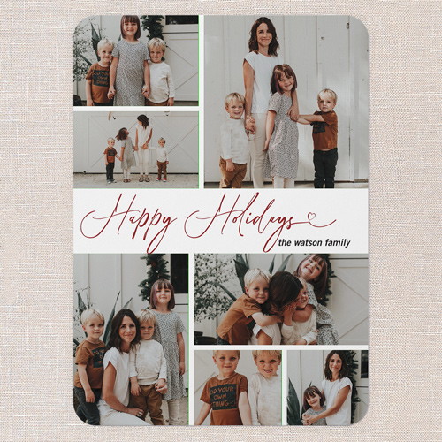 Simple Sleek Holiday Card, White, 5x7 Flat, Holiday, 100% Recycled Cardstock , Rounded, White