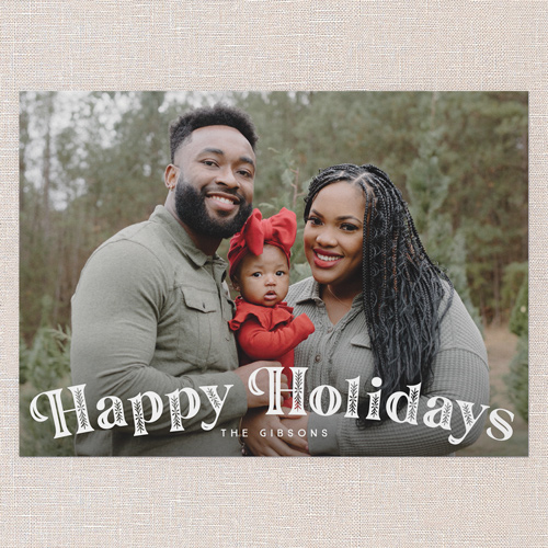 Adorned Deco Holiday Card, White, 5x7 Flat, Holiday, Luxe Double-Thick Cardstock, Square, White