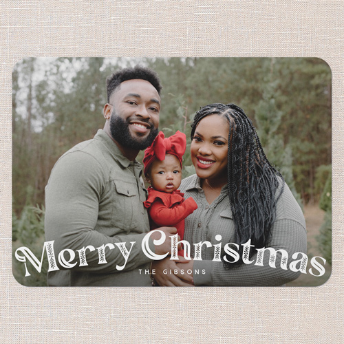 Adorned Deco Holiday Card, White, 5x7 Flat, Christmas, Matte, Signature Smooth Cardstock, Rounded, White