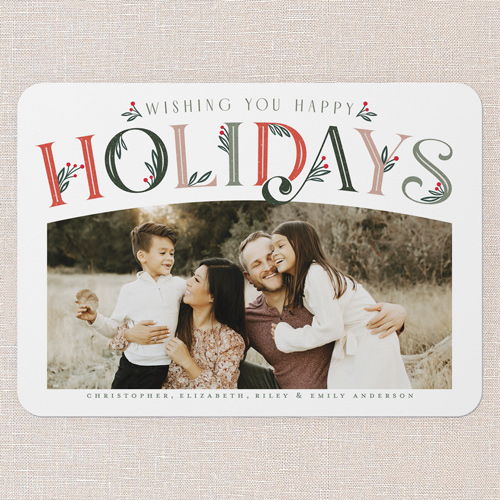 Spectacular Deco Holiday Card, White, 5x7 Flat, Holiday, 100% Recycled Cardstock , Rounded, White