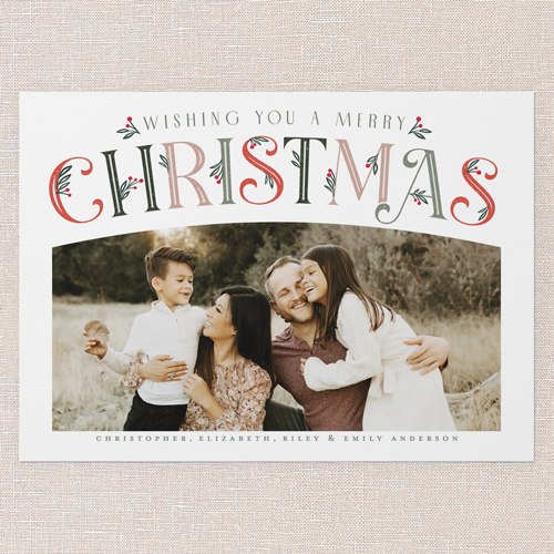 Spectacular Deco Holiday Card, White, 5x7 Flat, Christmas, Luxe Double-Thick Cardstock, Square, White