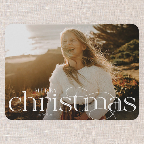 Swashy Splendor Holiday Card, White, 5x7 Flat, Christmas, Pearl Shimmer Cardstock, Rounded, White