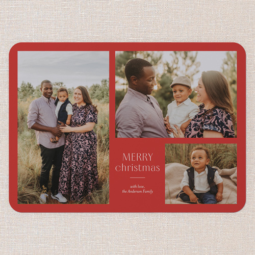 Simple Multi Holiday Card, Red, 5x7 Flat, Christmas, Pearl Shimmer Cardstock, Rounded, Apple