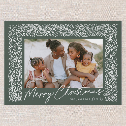 Sketched Botanicals Holiday Card, Green, 5x7 Flat, Christmas, 100% Recycled Cardstock , Square, Tree