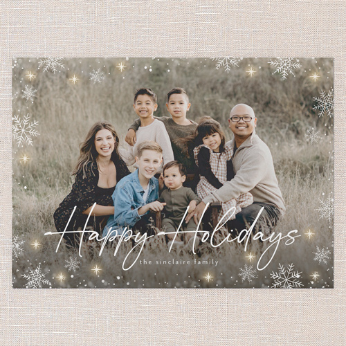 Snowflake Glow Holiday Card, White, 5x7 Flat, Holiday, 100% Recycled Cardstock , Square, White