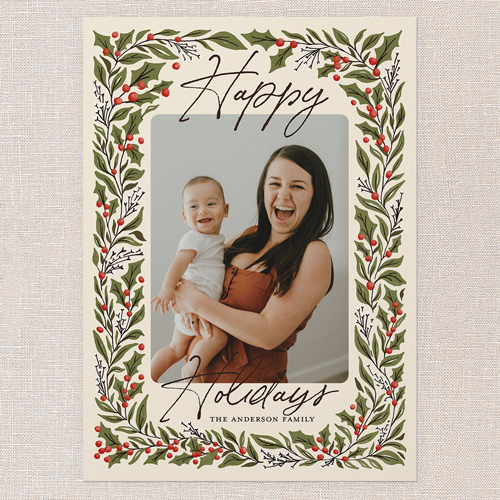 Artistic Botanicals Holiday Card, Beige, 5x7 Flat, Holiday, 100% Recycled Cardstock , Square, Cream
