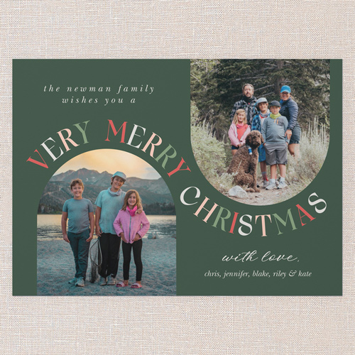 Wavy Pairing Holiday Card, Green, 5x7 Flat, Christmas, 100% Recycled Cardstock , Square, Tree