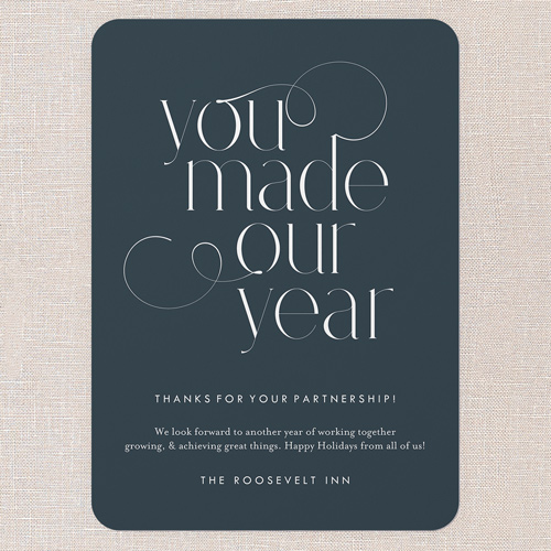 Clean Flourish Holiday Card, Blue, 5x7 Flat, Holiday, Matte, Signature Smooth Cardstock, Rounded, Nautical