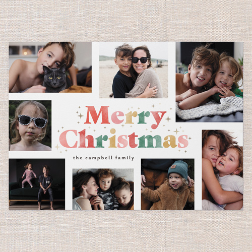 Textured Letters Holiday Card, White, 5x7 Flat, Christmas, Pearl Shimmer Cardstock, Square, White