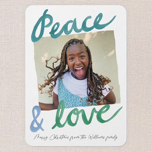 Watercolor Ways Holiday Card, Blue, 5x7 Flat, Christmas, Matte, Signature Smooth Cardstock, Rounded, Blue