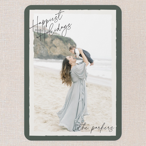 Signature Frame Holiday Card, Green, 5x7 Flat, Holiday, Standard Smooth Cardstock, Rounded, Tree