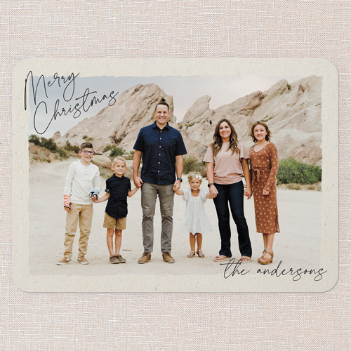 Signature Texture Holiday Card, Beige, 5x7 Flat, Christmas, Standard Smooth Cardstock, Rounded, Beige