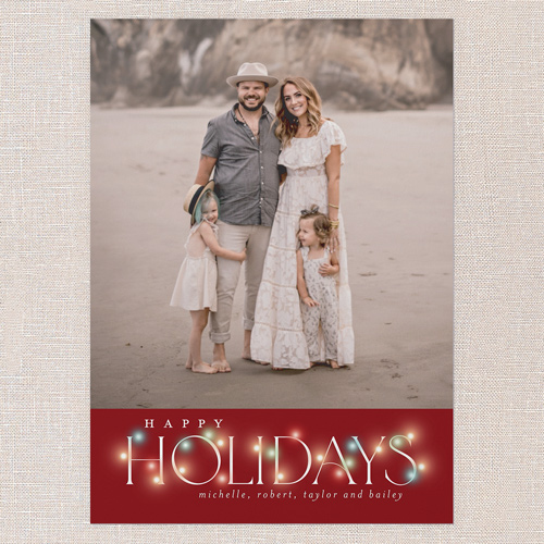 Lit Type Holiday Card, none, Red, 5x7 Flat, Holiday, Pearl Shimmer Cardstock, Square, Marsala