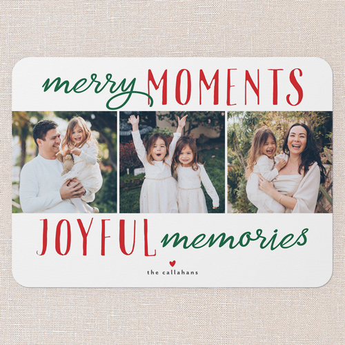Merry Joyful Holiday Card, White, 5x7 Flat, Holiday, Pearl Shimmer Cardstock, Rounded, White