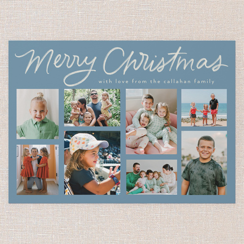 Joining Joy Holiday Card, Blue, 5x7 Flat, Christmas, Pearl Shimmer Cardstock, Square, Marine