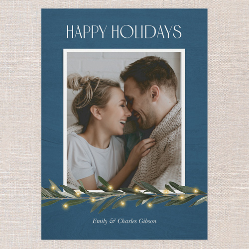 Minimal Botanical Holiday Card, Blue, 5x7 Flat, Holiday, Standard Smooth Cardstock, Square, Neptune