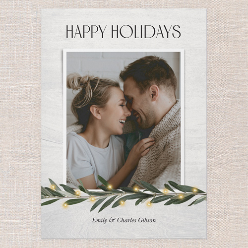 Minimal Botanical Holiday Card, White, 5x7 Flat, Holiday, Matte, Signature Smooth Cardstock, Square, White