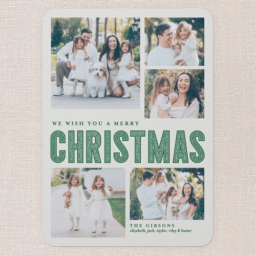 Pattern Type Holiday Card, Grey, 5x7 Flat, Christmas, 100% Recycled Cardstock , Rounded, Whisper Gray