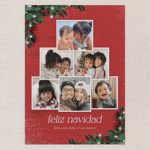 Botanical Photo Tree Holiday Card, Red, 5x7 Flat, Feliz Navidad, Matte, Signature Smooth Cardstock, Square, Radish