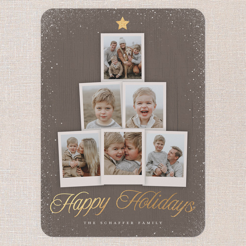 Snapshot Tree Holiday Card, Brown, 5x7 Flat, Holiday, Pearl Shimmer Cardstock, Rounded, Volcano
